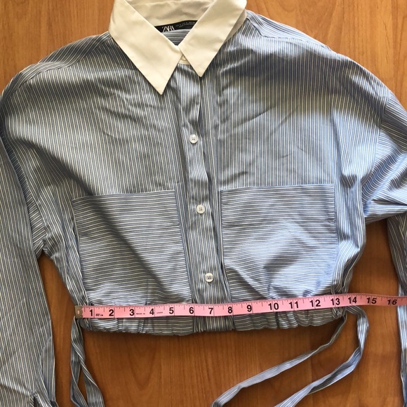 Cropped poplin contrasting top - Picture 8 of 9